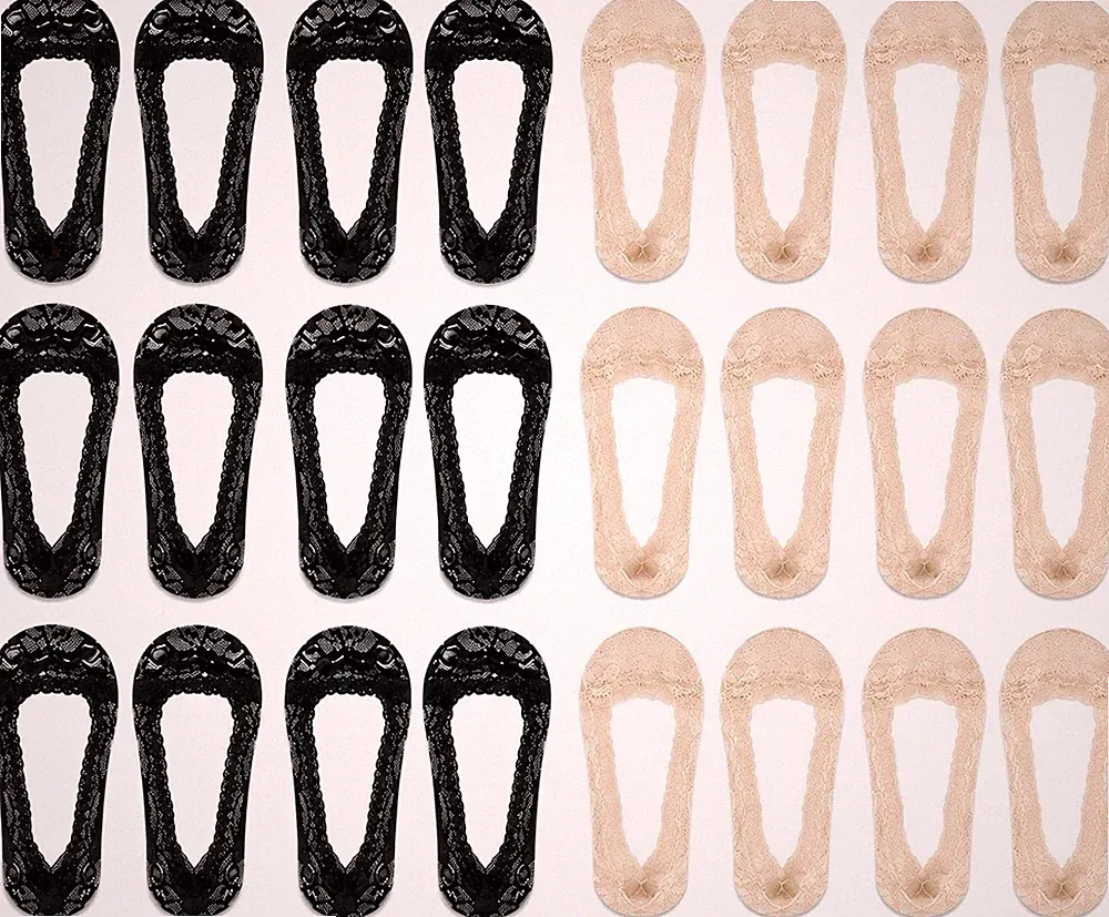 12 Paar Füßlinge für Damen & Herren, unsichtbare Ballerina- & Loafer Socken