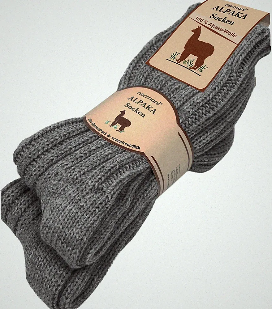 2 Paar normani® Alpaka Socken 100% mit Schafwolle super warm