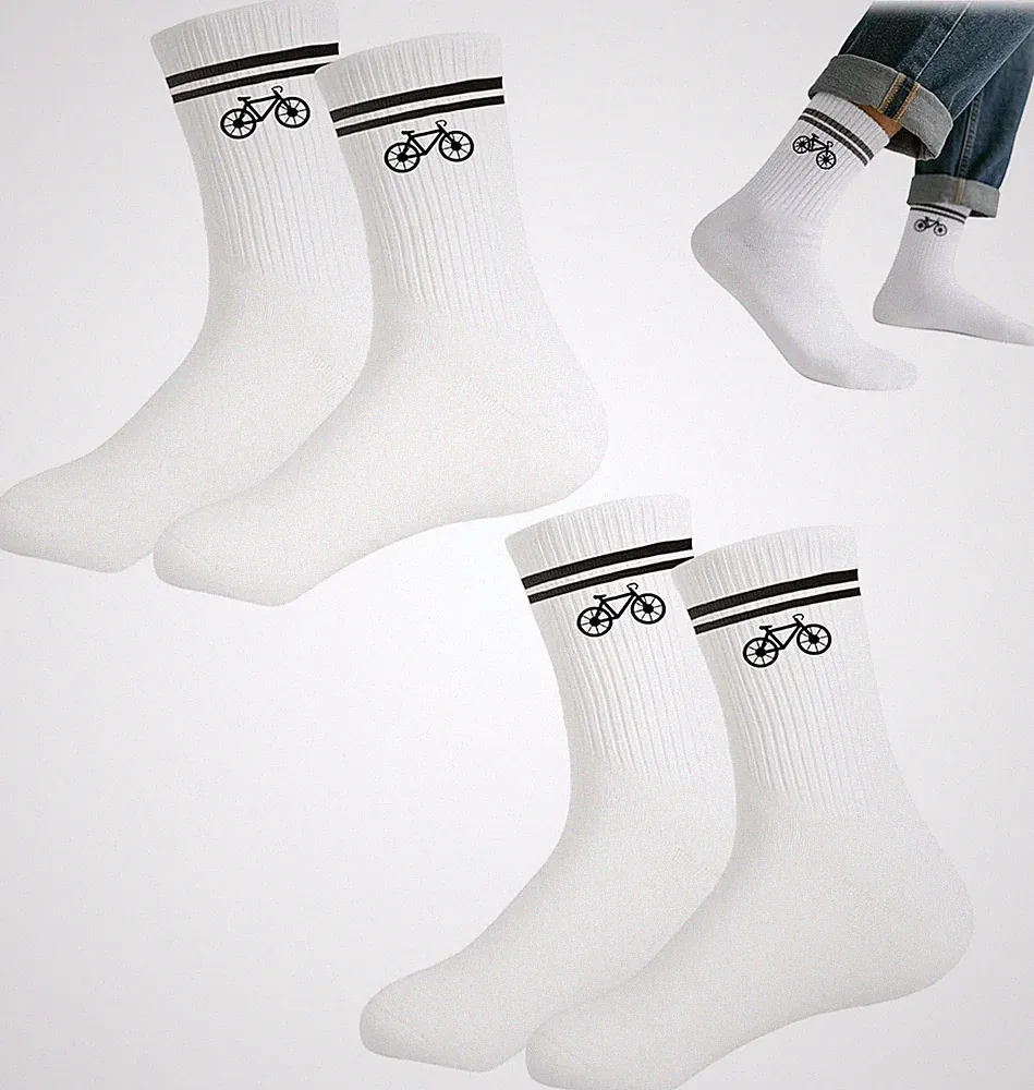 2 Paar Rennrad Socken, Fahrrad Socken Herren 38-45, Weiße Radsocken Mit