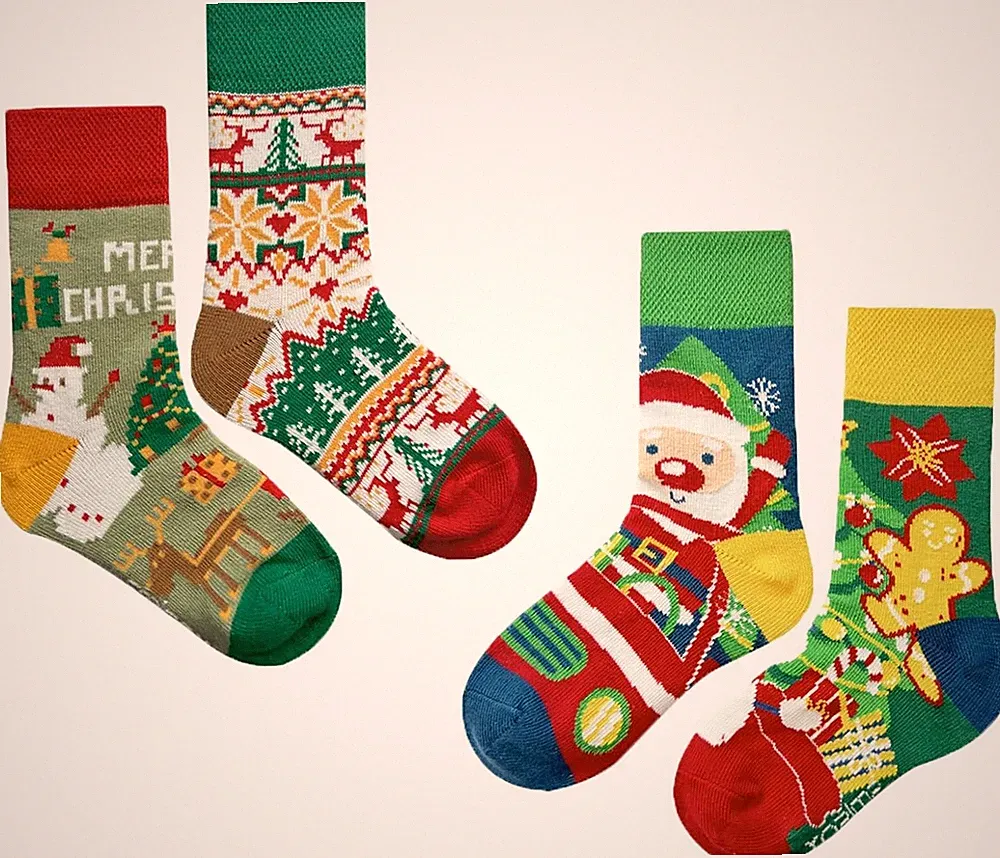 2 Paar Weihnachten Socken Kinder, Sneakersocken Lustige Socke, weihnachtssocken