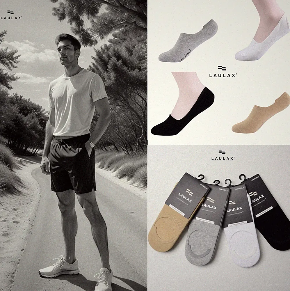4 Paar Laulax Herren Unsichtbarkeit Socken uni knöchelfeinste Baumwolle schwarz weiß grau
