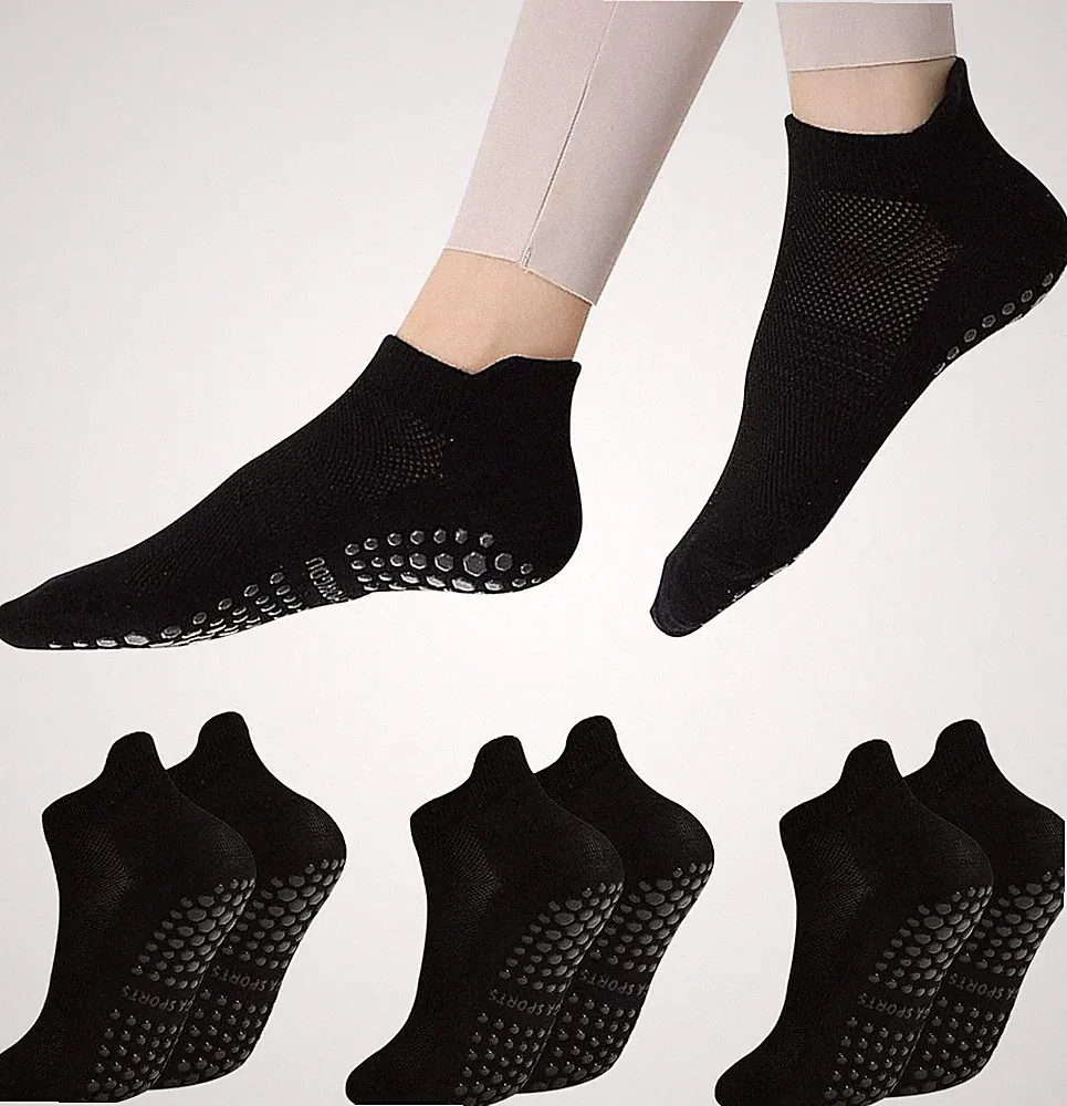4 Paar Rutschfeste Socken Damen, 36-39 Yoga Socken Rutschfest, Grippy Socks