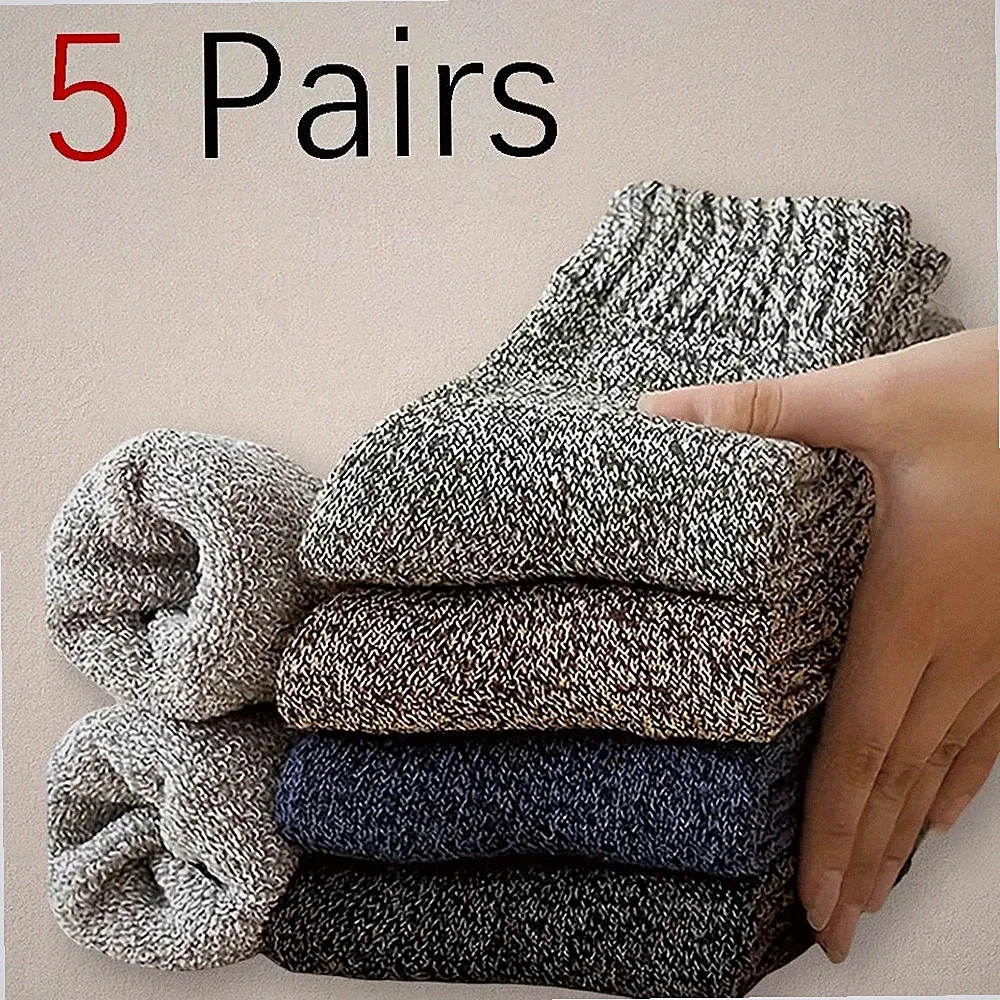 5 Paar Herren Wintersocken Socken Merinowolle Norweger Wollsocken Größe 38-45