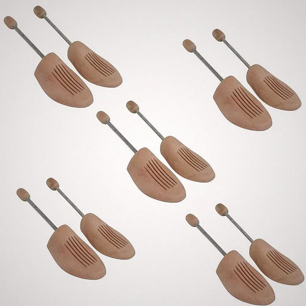 5 Paar Holz Spiralfeder Schuhspanner Gr. 40/41 Echtholz NEU Herren / Damen