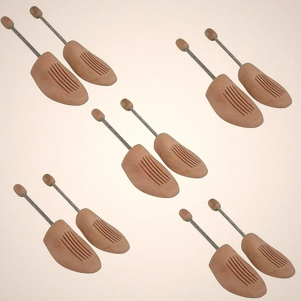 5 Paar Holz Spiralfeder Schuhspanner Gr. 42/43 Echtholz NEU Herren / Damen