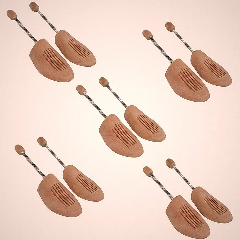 5 Paar Holz Spiralfeder Schuhspanner Gr. 44/45 Echtholz NEU Herren / Damen