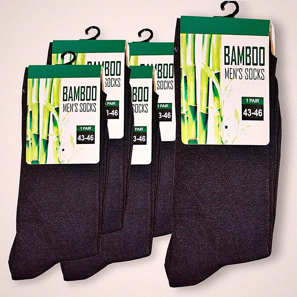 5 Paar Premium Bambus Socken Größe 43-46 (200 needles) Bambussocken schwarz