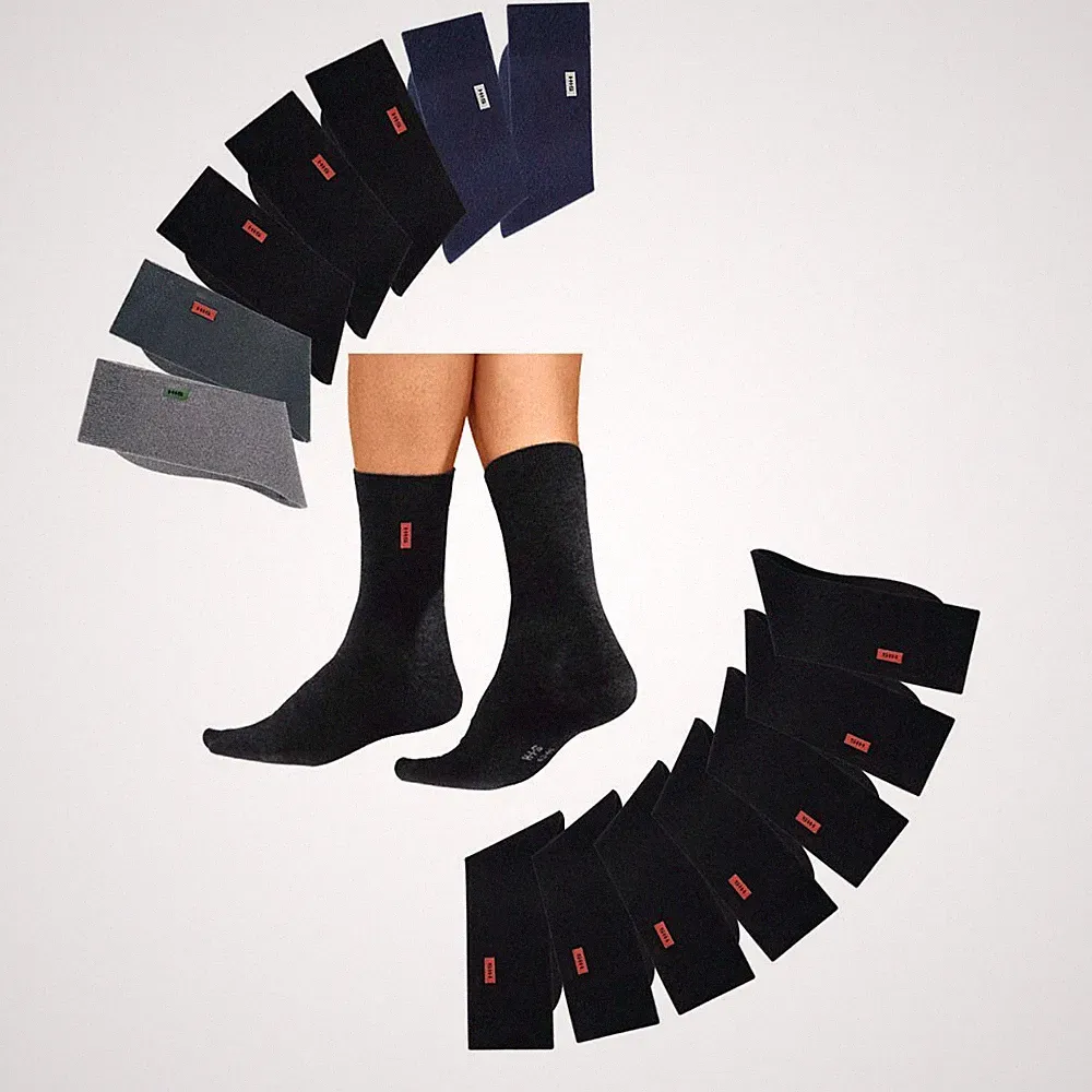 7 Paar Socken HIS Unisex Baumwolle Herren Damen schwarz grau anthrazit H.I.S