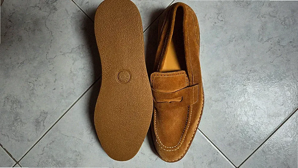 A. Testoni Herren Halbschuhe Penny Loafer Wildleder Cognac [Größe 8 UK/42 DE]