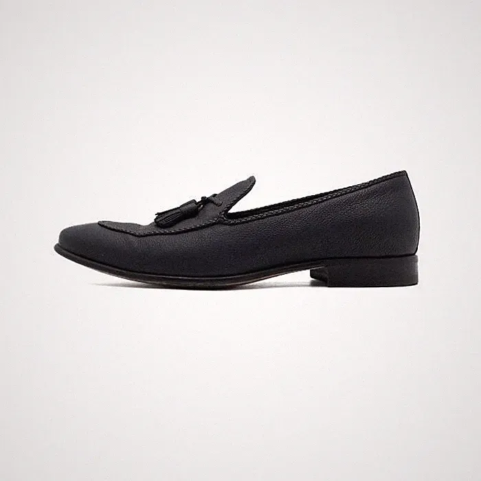 A Testoni Navy Grain Leder Tassel Herren Loafer Schuhe aa58043 152317473