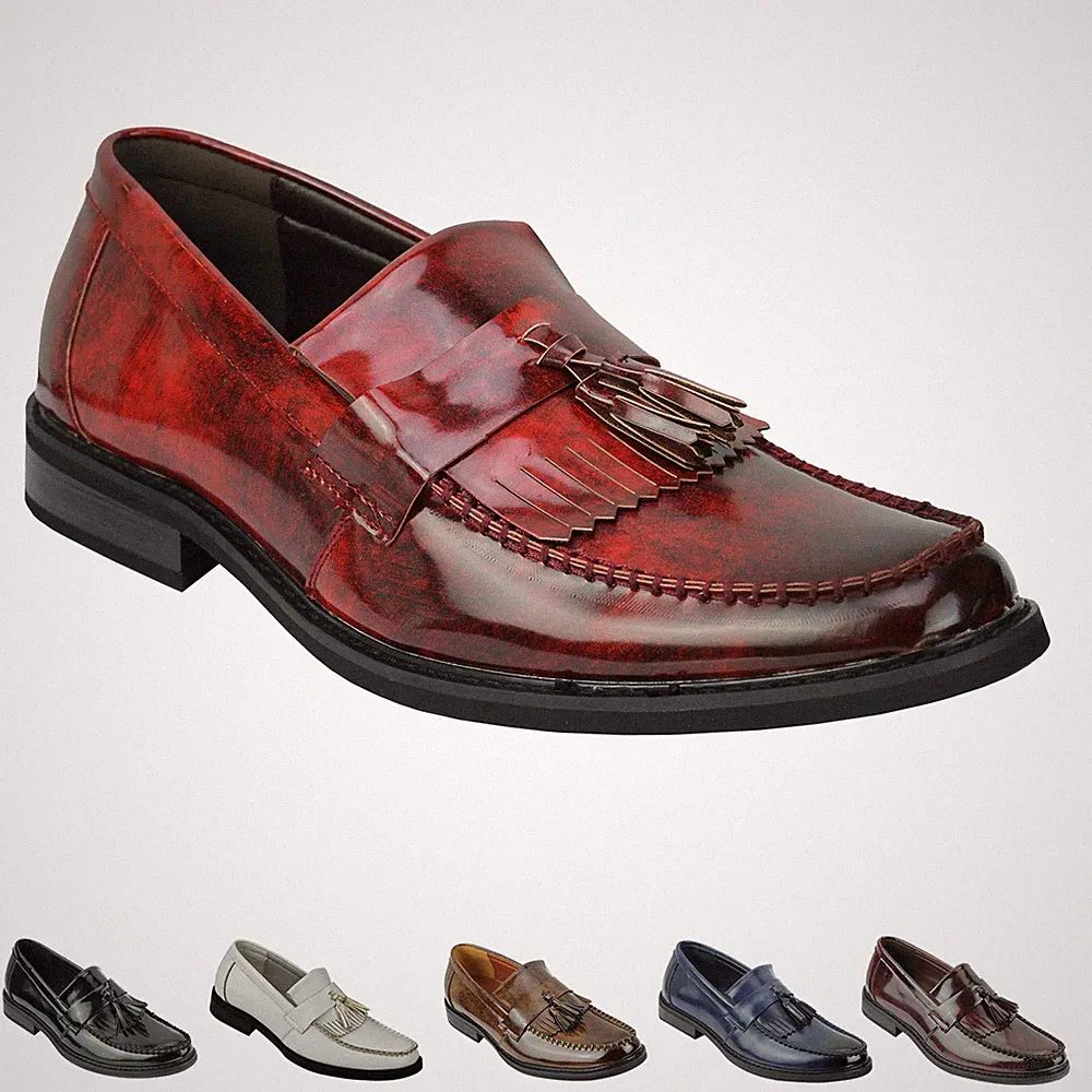 A1156 - Herren Vintage Poliertes Leder Quaste Halbschuhe Retro Mod Schuhe