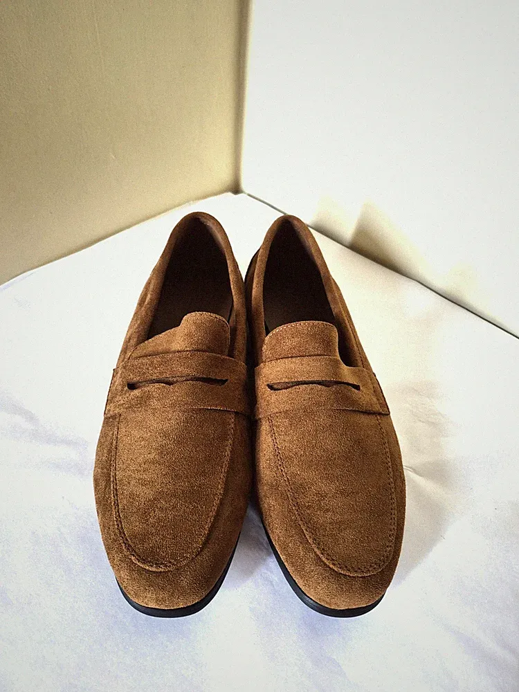 Accessorize hellbraune Wildlederimitat Halbschuhe flache Schuhe UK 7 NEU