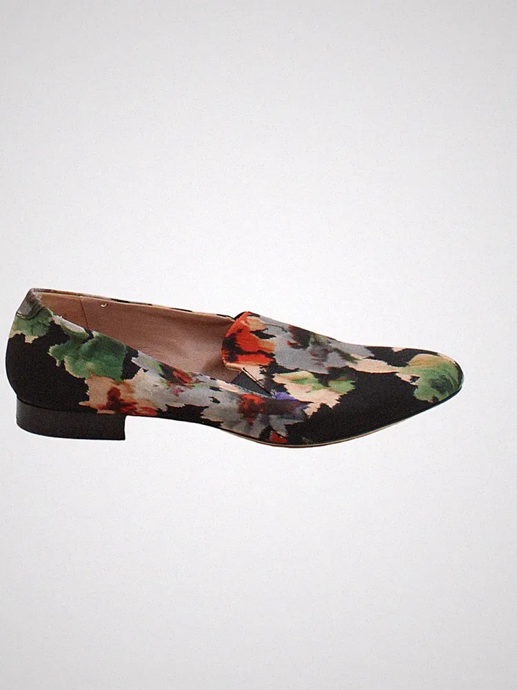 Acne Studios flache Damenschuhe UK 6 schwarz geblümt Leder mit anderen Loafern