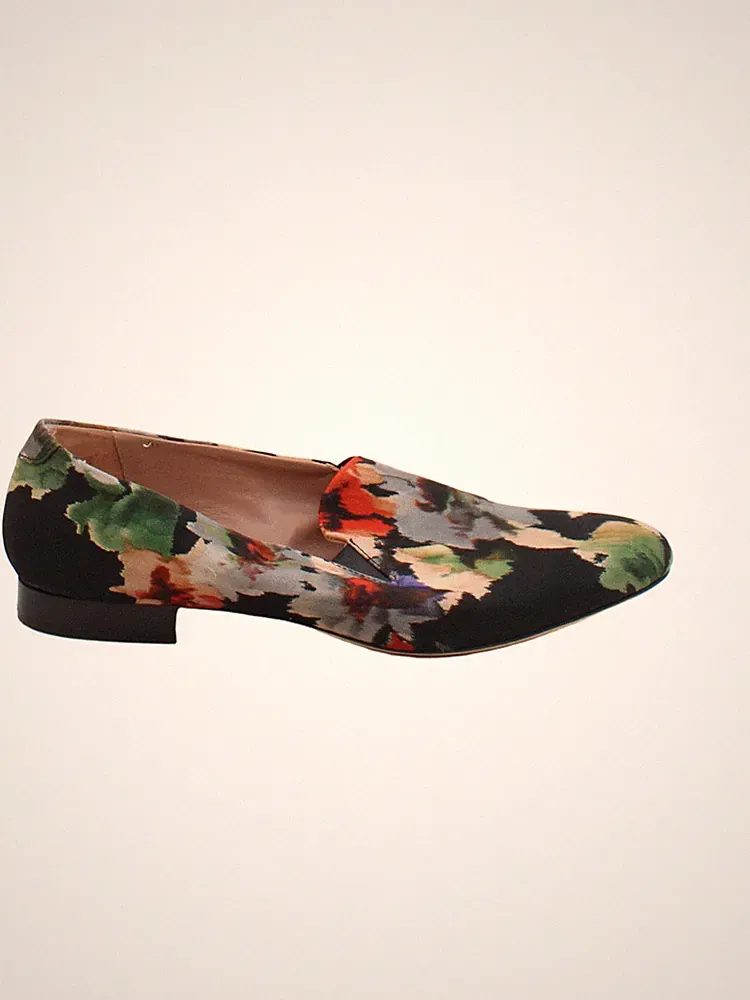 Acne Studios flache Damenschuhe UK 6 schwarz geblümt Leder mit anderen Loafern