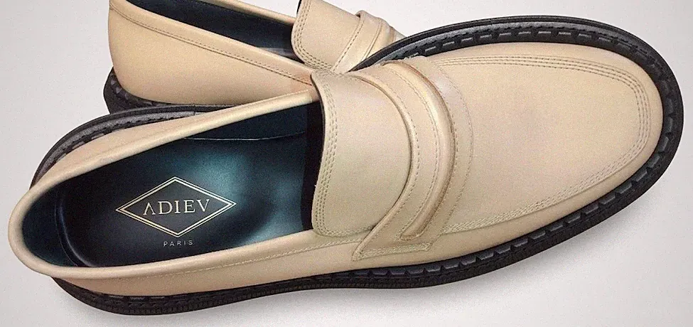 Adieu Type 218 Polished Leather Penny Loafers Crepe Sole Homme Cuir Herren...