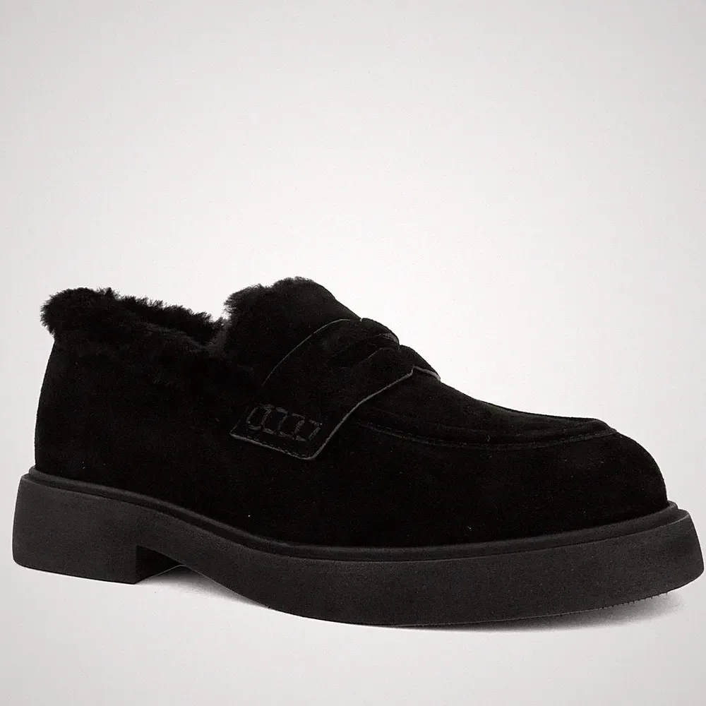 Adrianna Feretti Damen Schwarze Wildleder Loafer Freizeit AF6040-25209