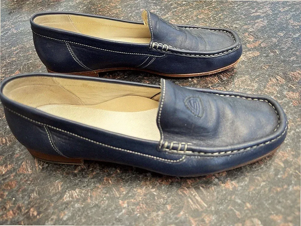 AGL Attilio Giusti Leombruni Damen Loafer Mokassin 38,5 Blau Leder Italien