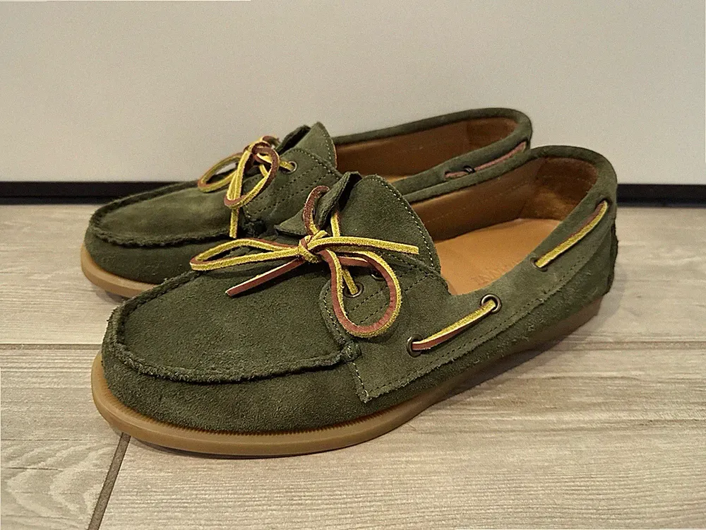 ALAMANNI Herren Halbschuhe Größe 42 Schuhe Made In Italy Wildleder grün
