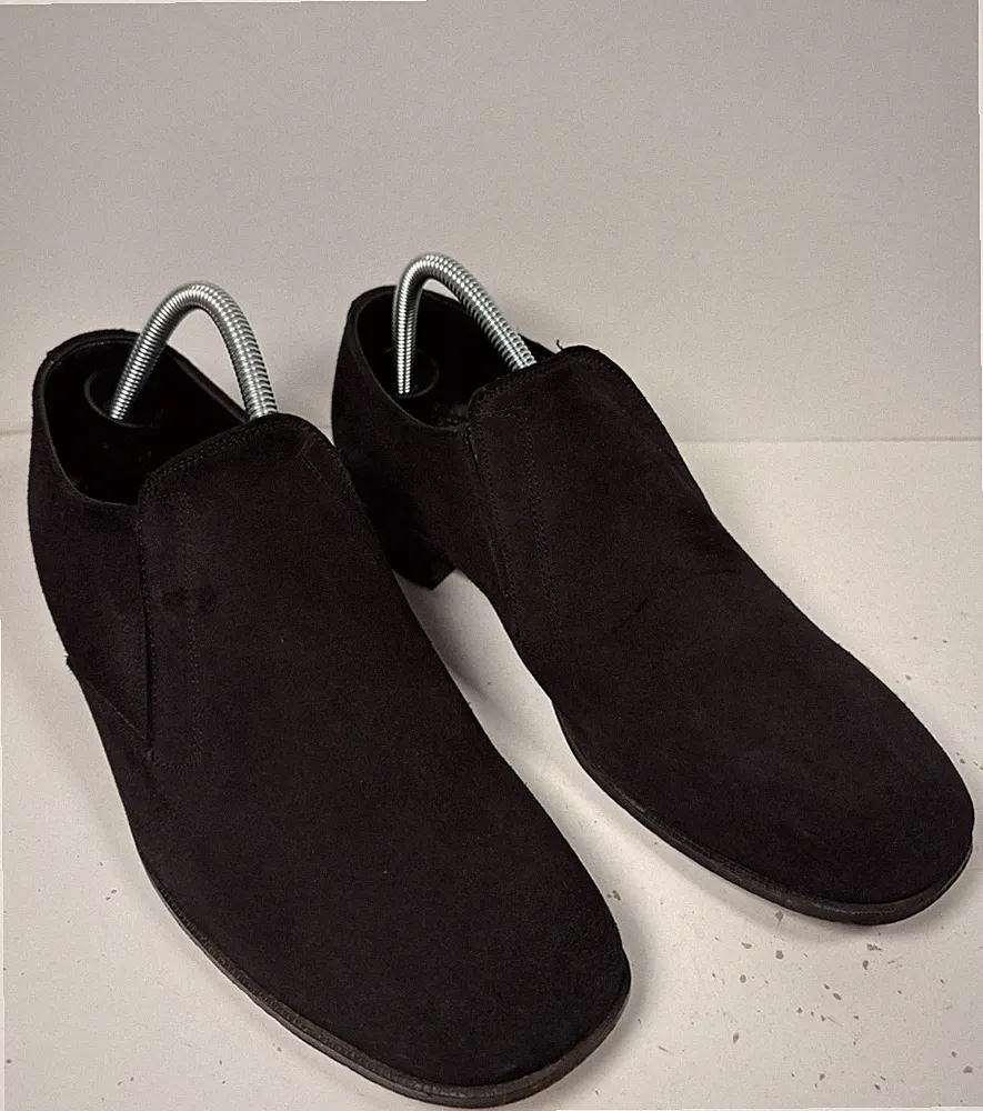 Alan Buckby Schuhe Herren UK 7,5 Schwarz Wildleder Slipper Halbschuhe