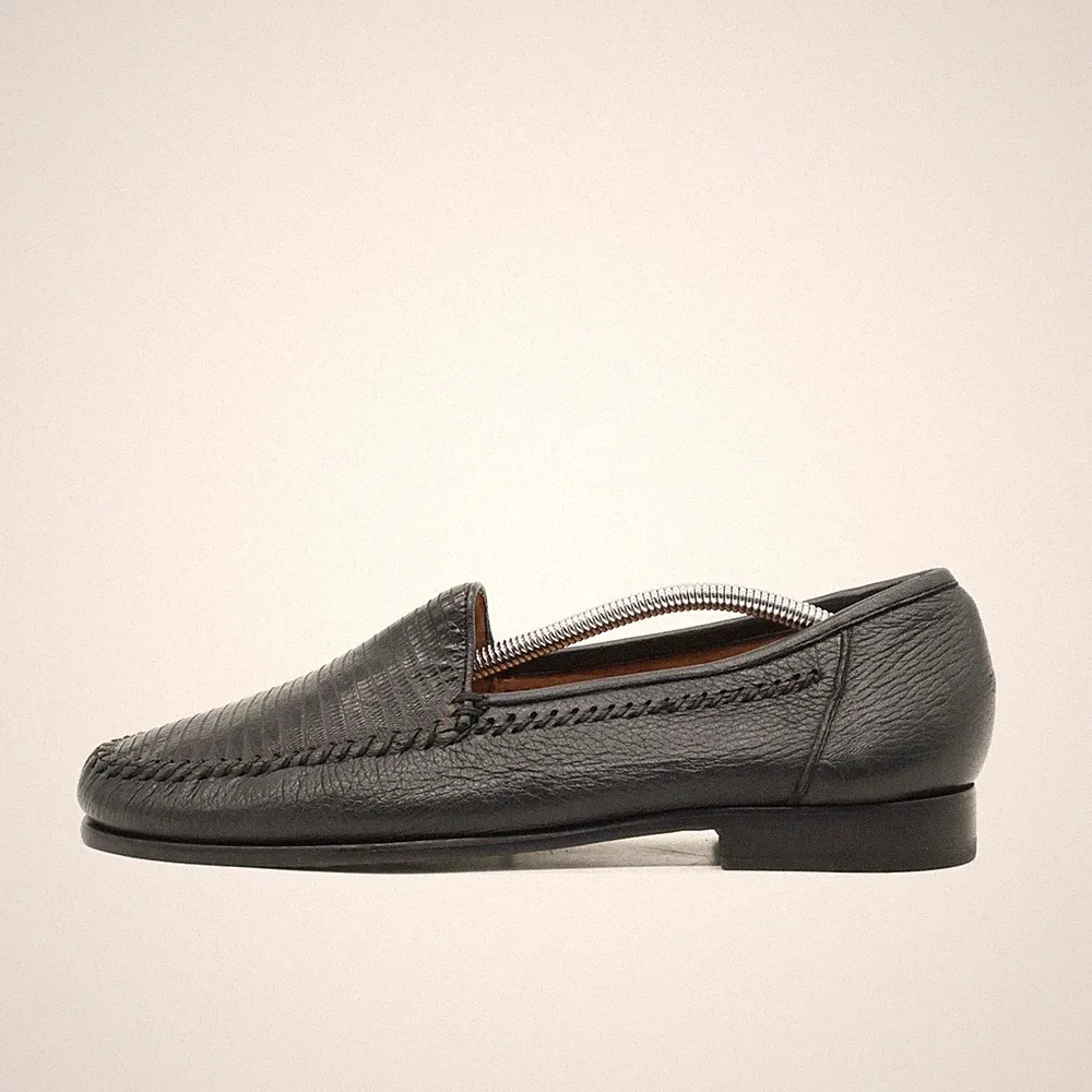 Alan Payne Damen Slipper EU 41,5 Loafers Schwarz Echt Echse Leder Loafer
