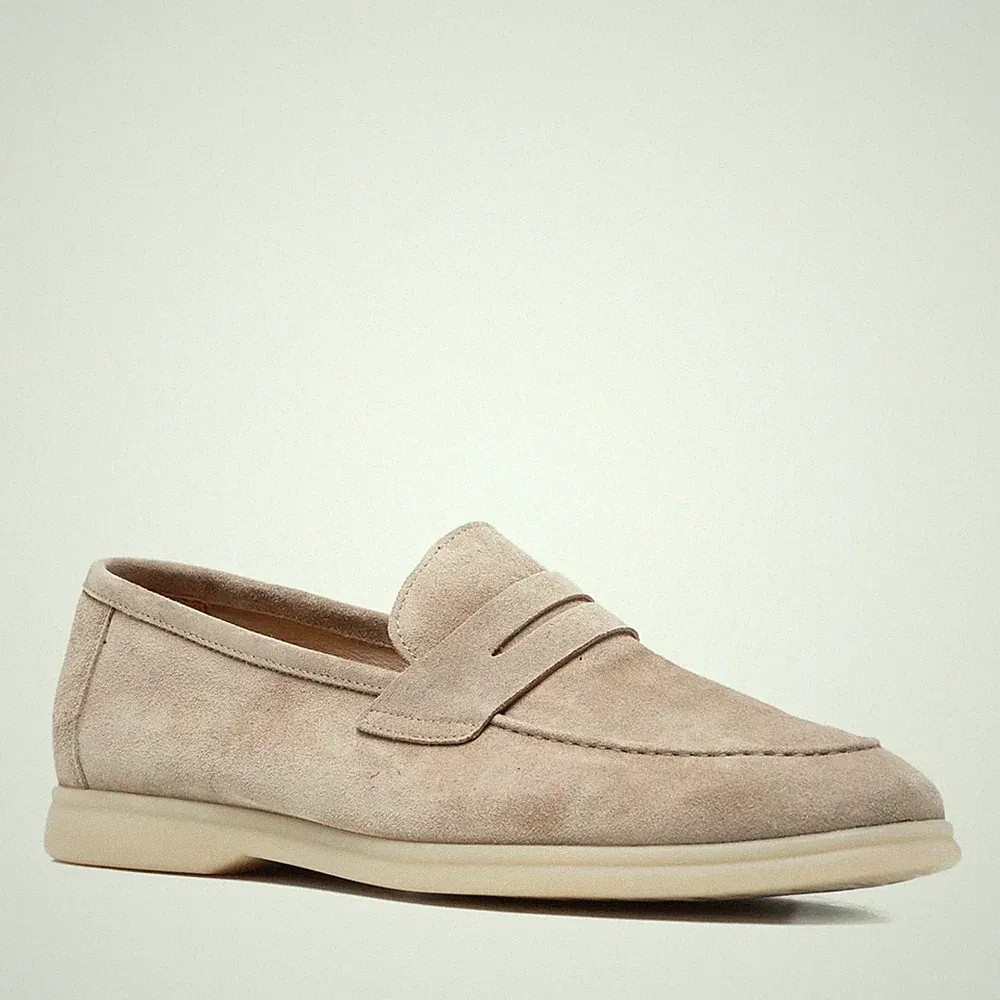 Alberto Gozzi Herren Beige Wildleder Loafer Elegant AG6041-26101BEI