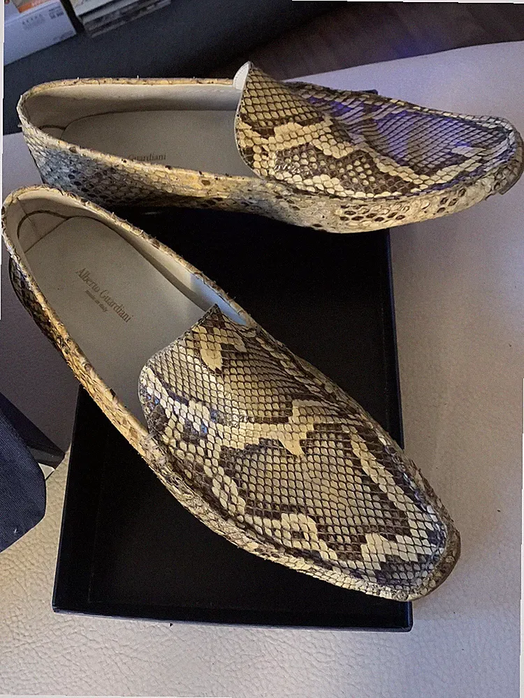 Alberto Guardiani Echt Python Loafer Moccasins Car Shoes Gr 44 - 45,5 Np 1479€