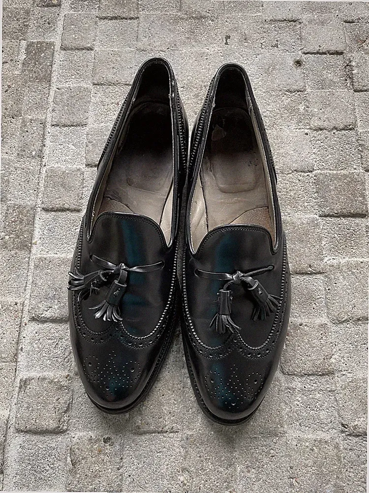 Alden Quastenmokassin Schwarz Mokassins 10 Budapester 44 Halbschuhe