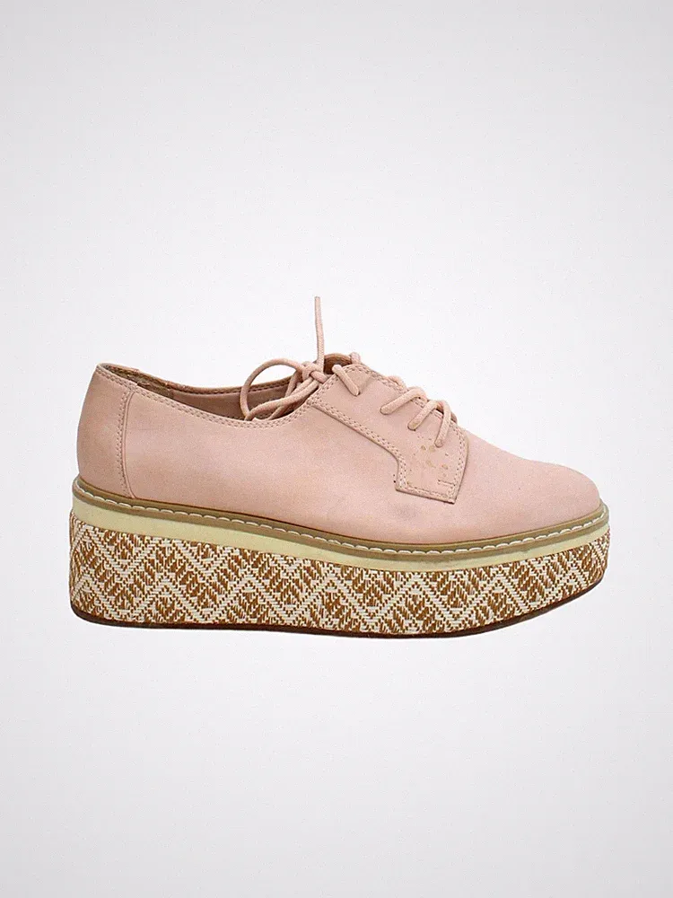 Aldo flache Damenschuhe UK 6 rosa geometrisches Muster 100 % Leder Halbschuh