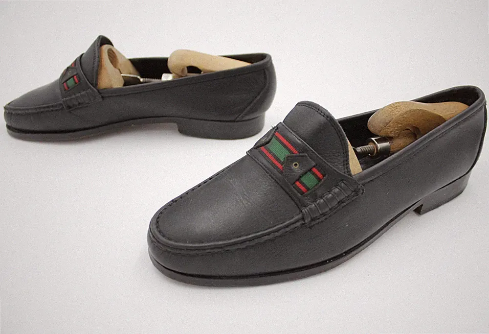Alessio Conto Loafer Slipper Gr. 42-42,5 UK 8,5 Vintage Schwarz/Grau Vollleder