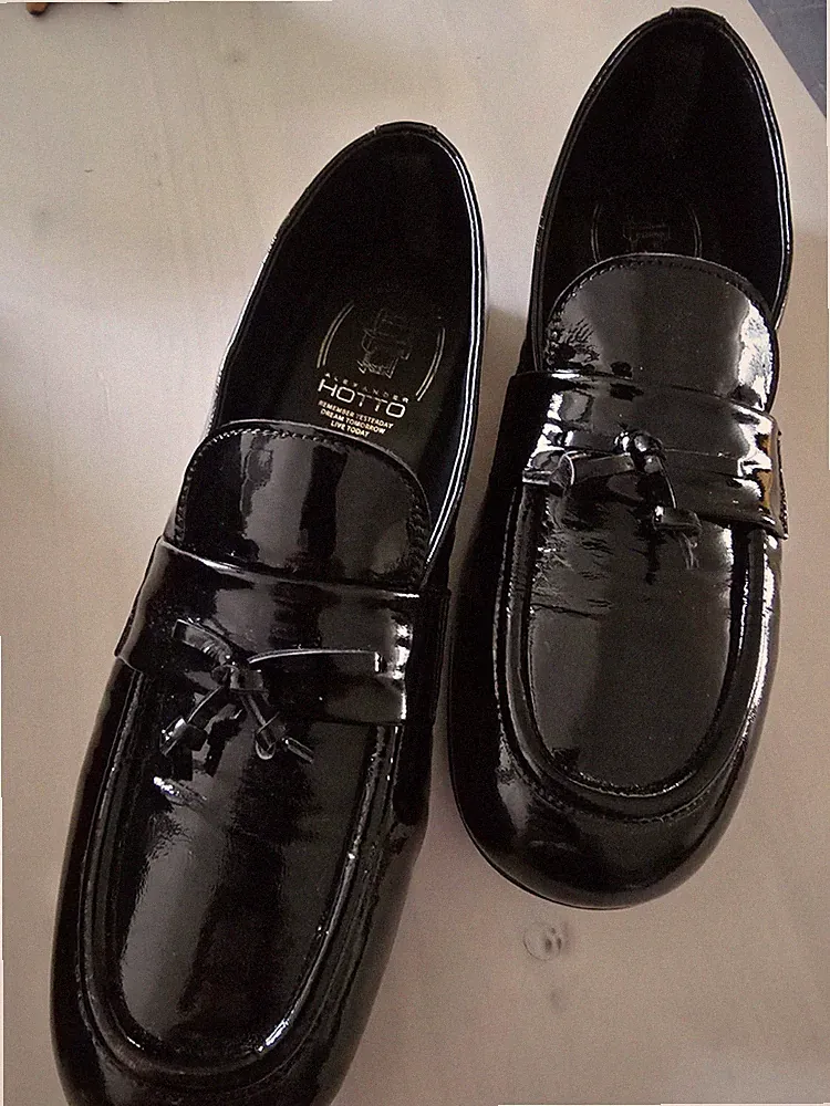 Alexander HOTTO Slipper Loafer Leder schwarz Lack Gr. 39,5 wenig getragen