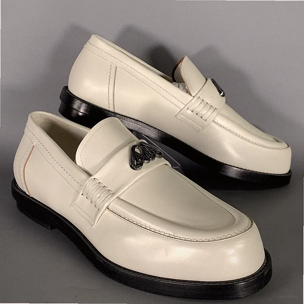 ALEXANDER MCQUEEN Größe 10 Weiß Elfenbein Leder Slipper Loafer
