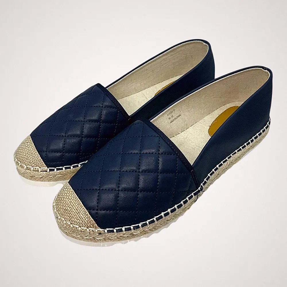 Alexis Leroy Espadrilles Damen UK Größe 7 blau Rauten gesteppt Pumps Halbschuh Schuh