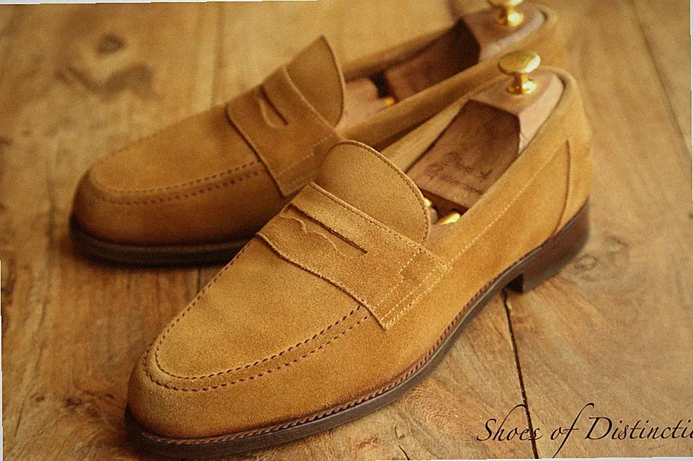 Alfred Sargent Grenada Herren Slipper Loafer Velours Leder Tan UK 10,5 US 11,5