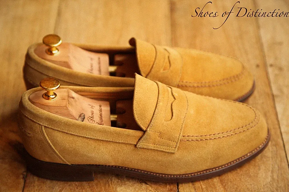 Alfred Sargent Grenada Tan Beige Suede Shoes Penny Loafers Men's UK 8 US 9 EU 42