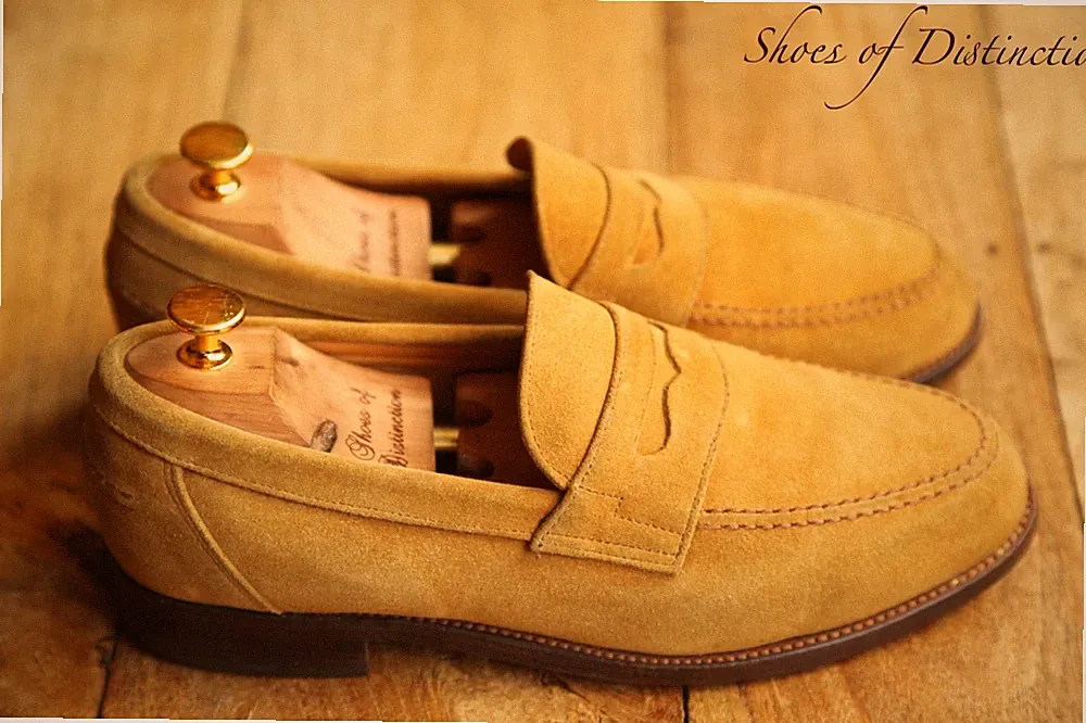 Alfred Sargent Grenada Tan Beige Suede Shoes Penny Loafers Men's UK 8 US 9 EU 42