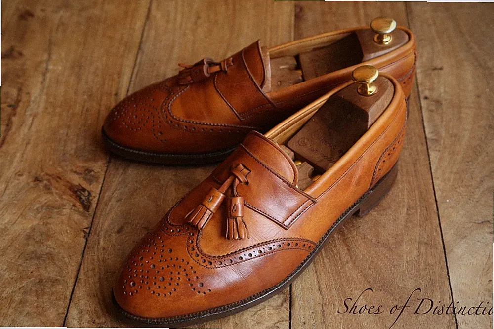 Alfred Sargent hellbraune Brogue-Schuhe aus Leder mit Quasten Halbschuhe Herr...