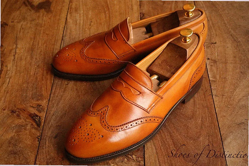 Alfred Sargent hellbraune Leder Brogue Schuhe Penny Halbschuhe Herren UK 9,5...