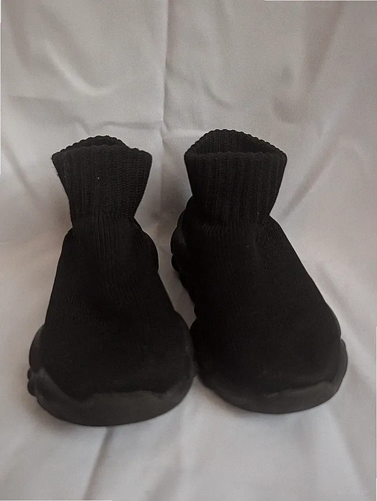All Black High Top Freizeit Sport Sneaker, Strick Slipper Halbschuhe Schuhe