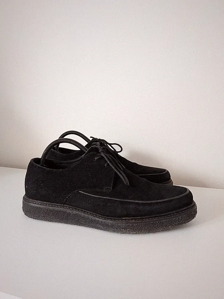 AllSaints Wildleder Schnürung Chunky Halbschuhe Herren UK 7 schwarz Leder sehr guter Zustand