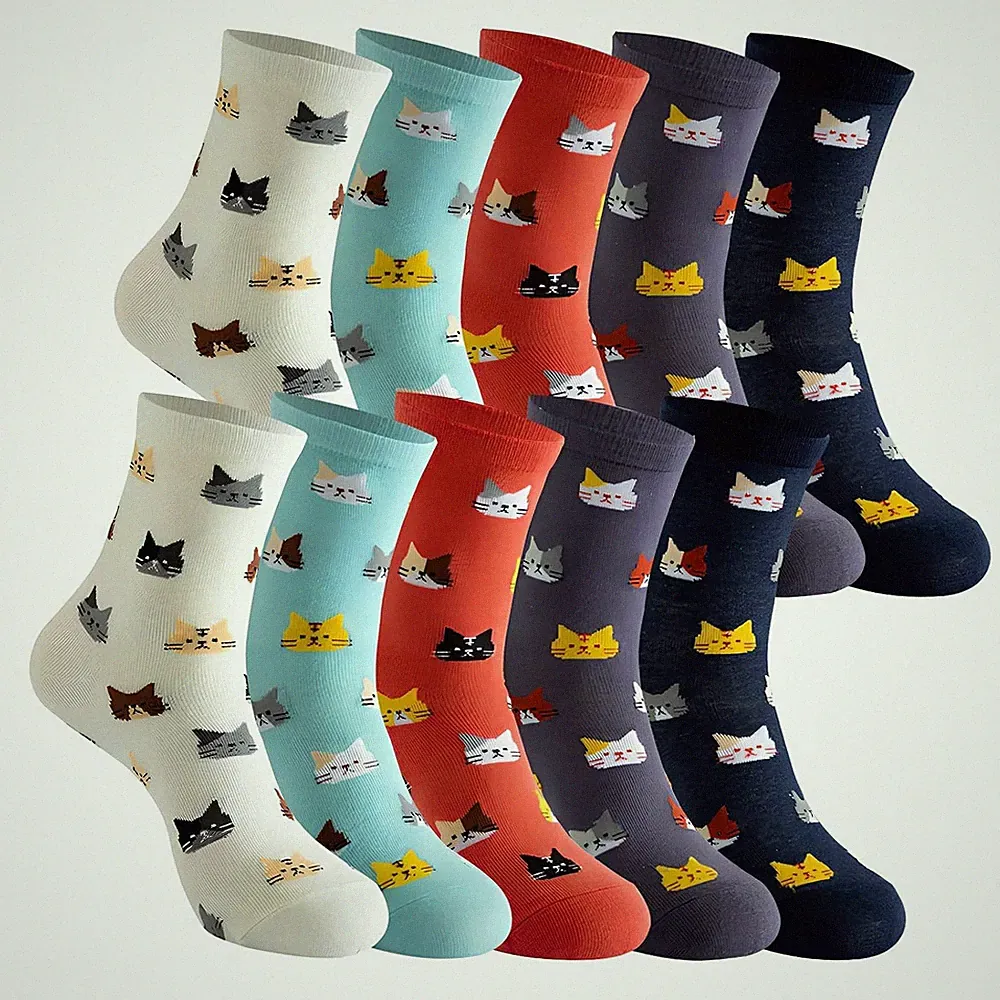 Amexo 5 Paar Damen Socken, Katzensocken Damen Thermal Socken Socken Damen 39-42