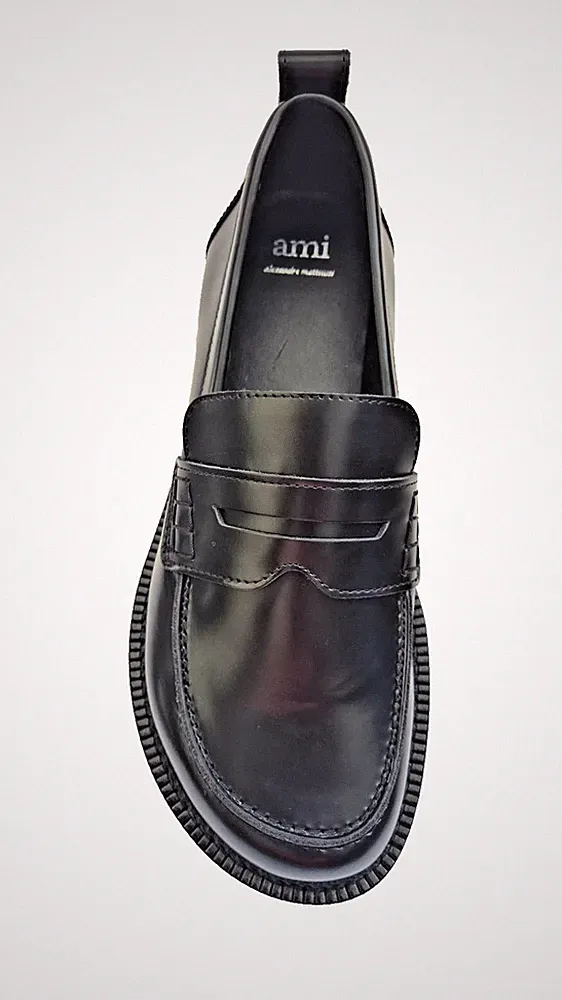 AMI Alexandre Mattiussi Black Leather Penny Loafers schuhe Gr 41 Gebraucht