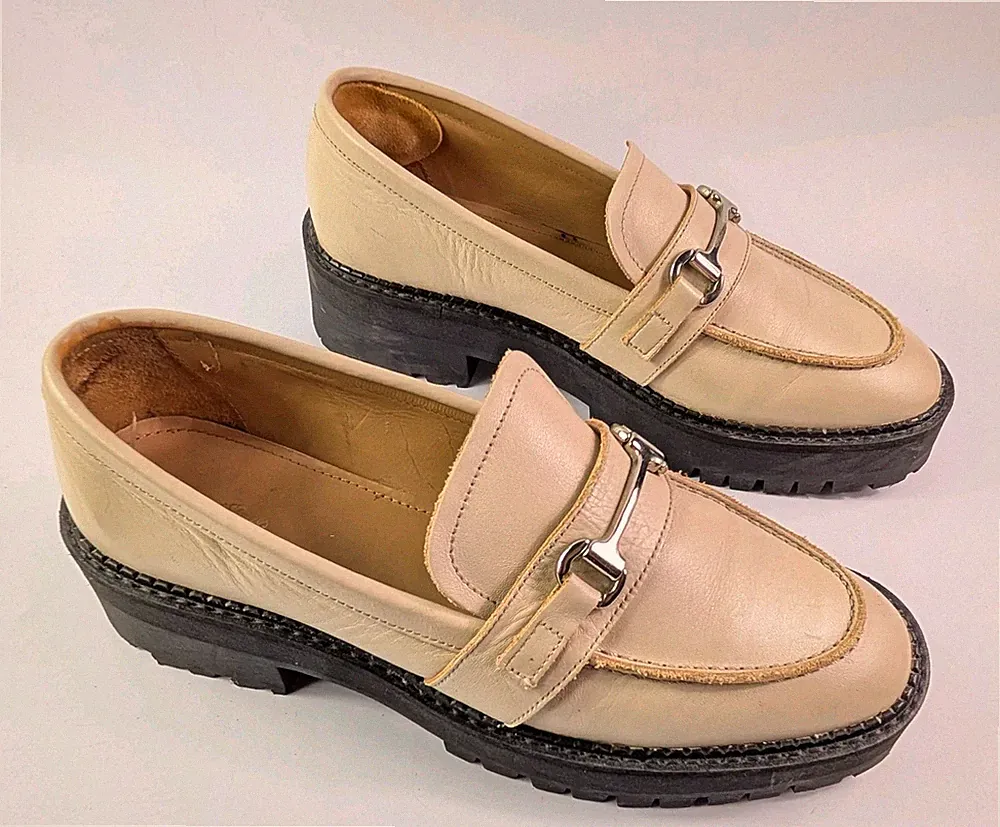 And Other Stories Creme Leder Plateau Horsebit Chunky Halbschuhe UK 8 EU 41