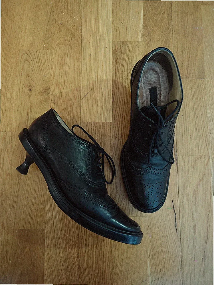 Ann Demeulemeester Kitten Heel Bruge Lace Up Loafer Shoes Leather Archive