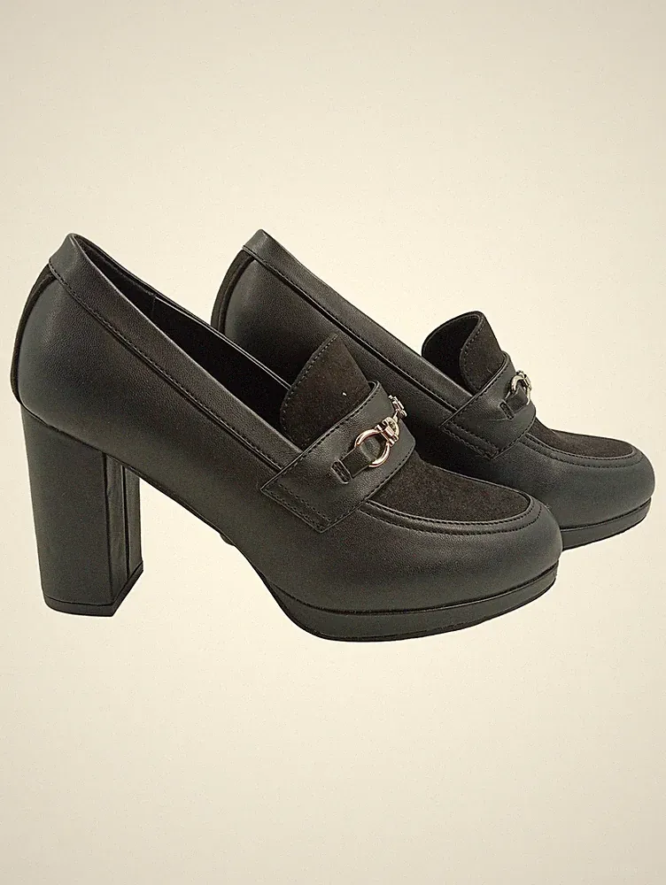 Anna Field Damen Loafer Pumps Schwarz Gr. 39 Blockabsatz Elegant Business