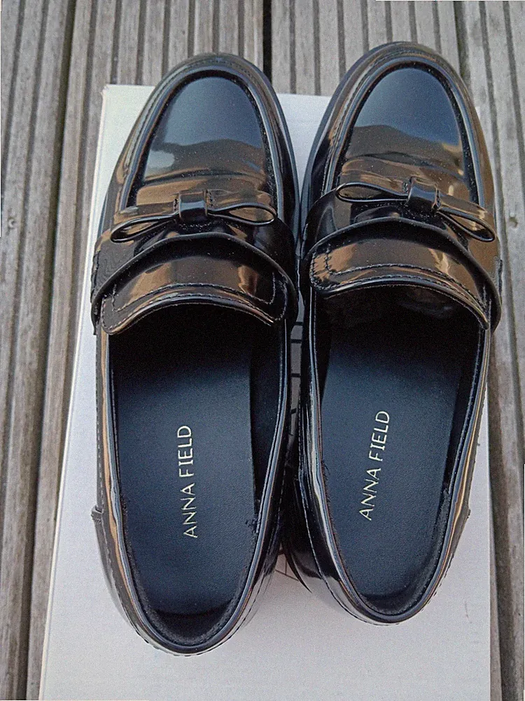 Anna Field Lack schwarz Loafer mit Schleife Halbschuhe Gr. 37