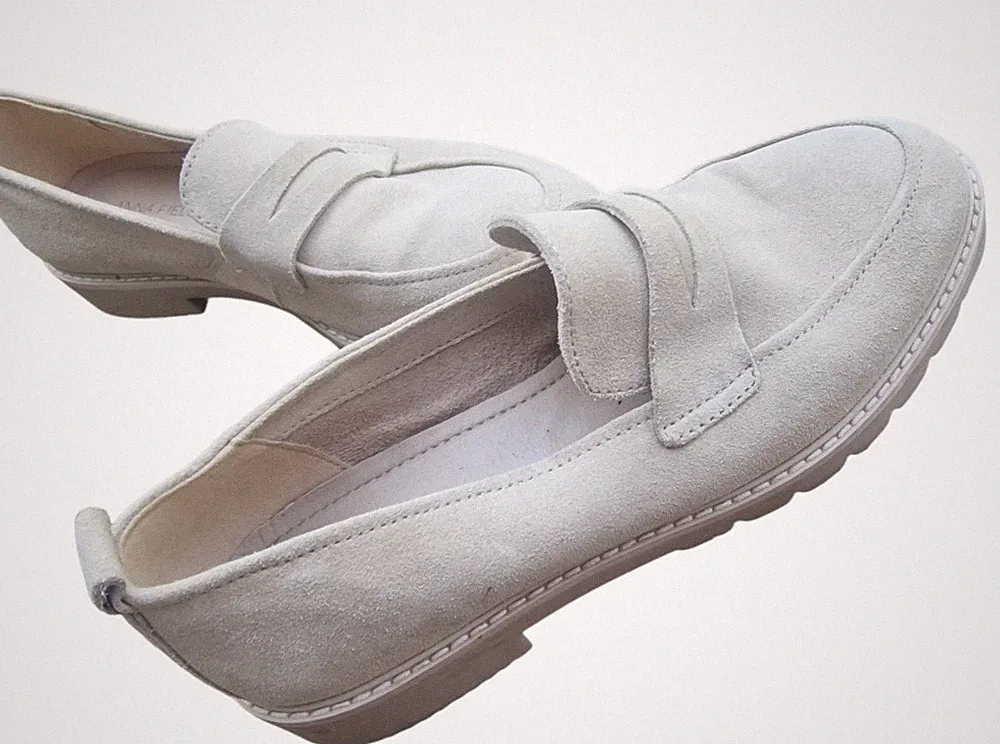 Anna Field Leder Loafer Slipper Größe 38 Beige Mokassins Damenmode Schuhe Basic