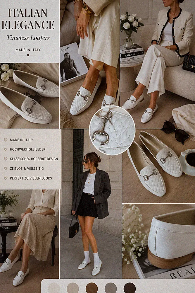 Annalina Loafer Made in Italy Leder 40,5 Horsebit Offwhite Quiet Luxury