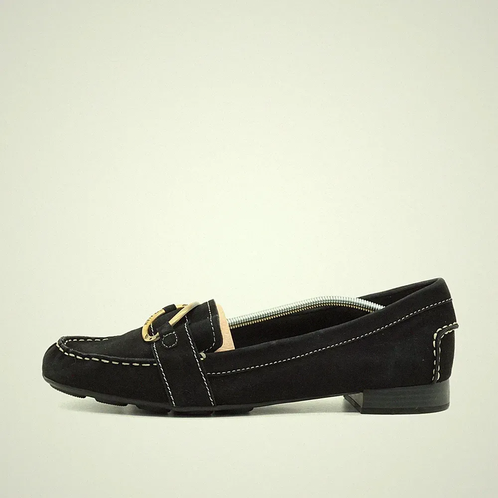 Anne Klein Damen Loafer EU 41 Iflex Schwarz Wildleder Niedrig Komfort
