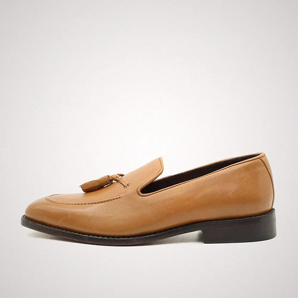 Anthony Veer Herren Essentials Slipper Braun Leder Goodyear Welted Loafer EU 41