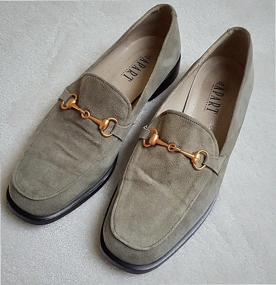 APART by Heine - DAMEN - WILD LEDER LOAFER - SLIPPER -GR. 6 1/2 - MADE IN SPAIN